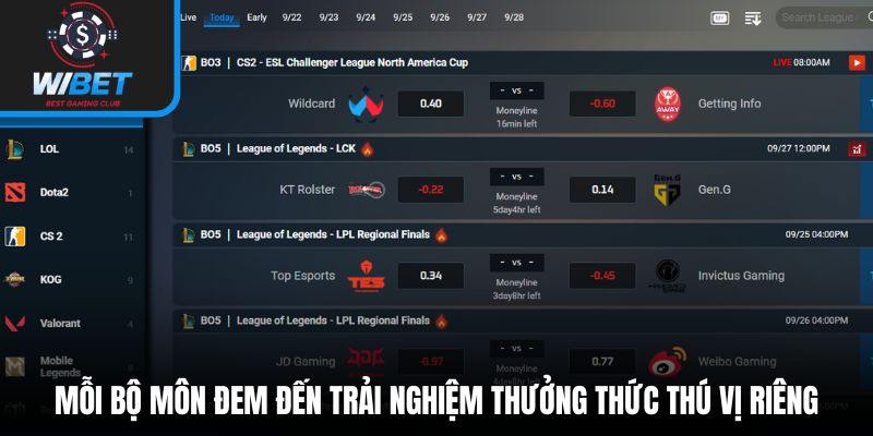Mỗi bộ môn đem đến trải nghiệm thưởng thức thú vị riêng