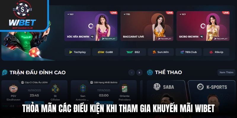 Thỏa mãn các điều kiện khi tham gia khuyến mãi WIBET
