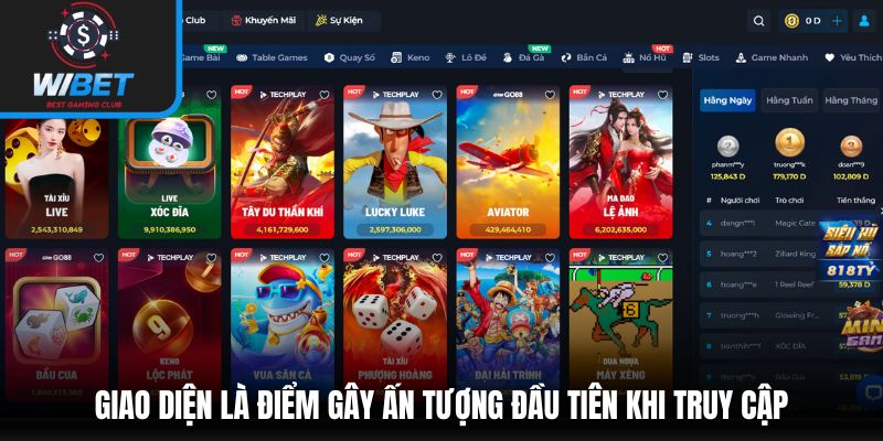 Giao diện là điểm gây ấn tượng đầu tiên khi truy cập